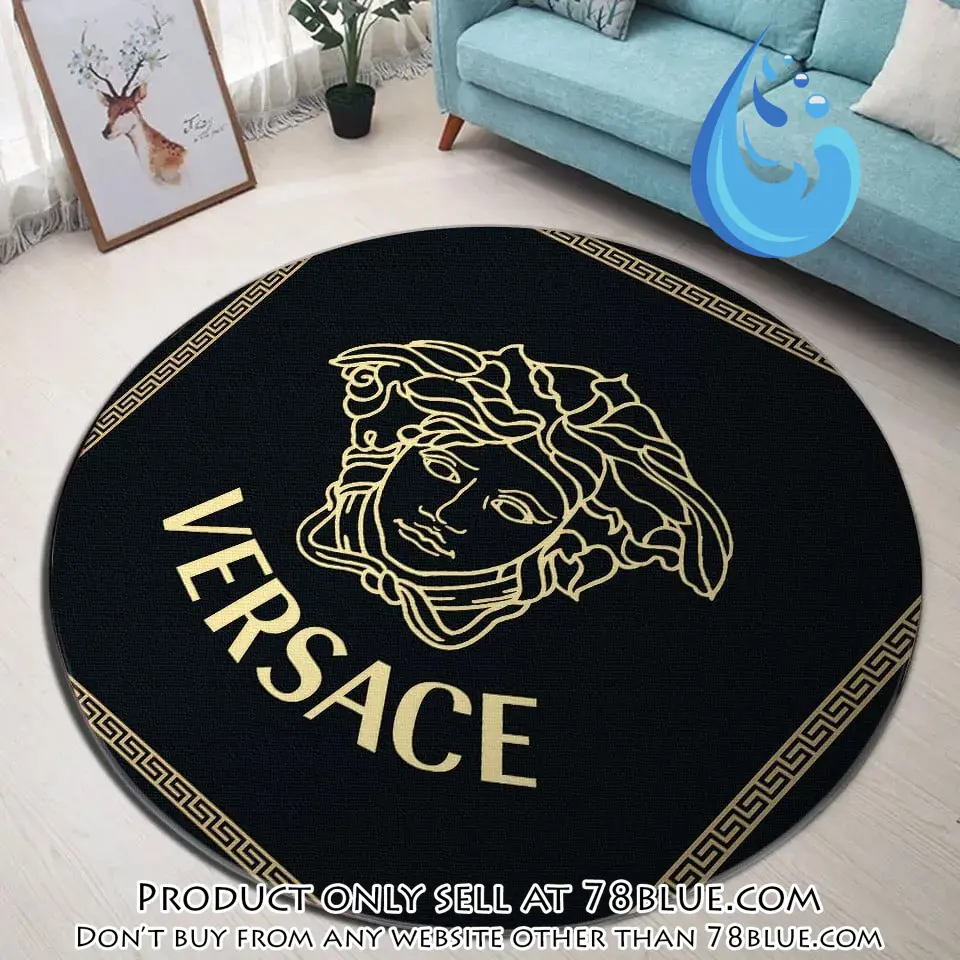 Versace yellow medusa black luxury brand fashion round rug carpet home decor 78b0542478